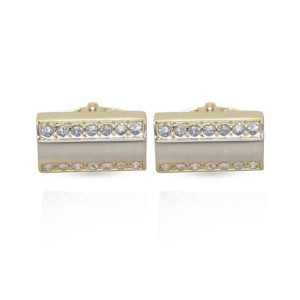Cufflers Classic Mate Gold Rectangle Crystal Cufflinks – (CU-0015)