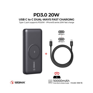 Sigma Wireless Power Bank 10000mAh SW-15 Black