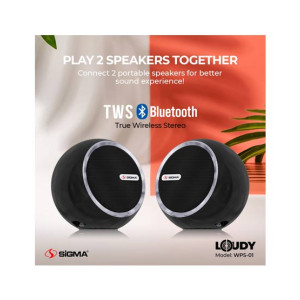 Sigma Loudy Portable Speaker Pair - Black (WPS-01)