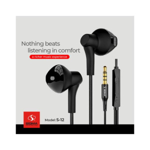 Sigma Comfortable Stereo Earphones - Black (S12)