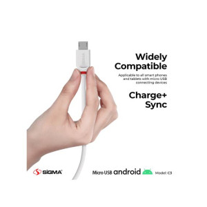 Sigma High Speed 2.1A Micro Data Cable C3 White