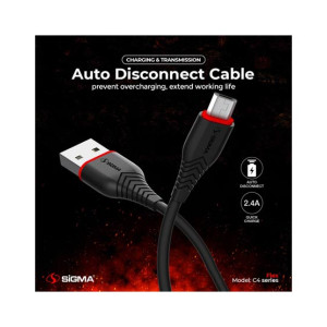 Sigma Micro Cable 2.4A Auto Disconnect - C4 Black