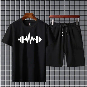 Fashion Flies Printed Track Suit Cotton O Neck Half Sleeves For Men