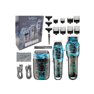 VGR 3 In 1 Professional Premium Grooming Kit Blue - (V-645)