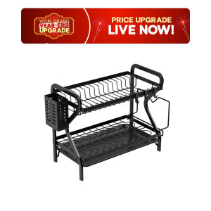 Matrix 2 Tier Dish Drying Rack With Utensil Holder - Black