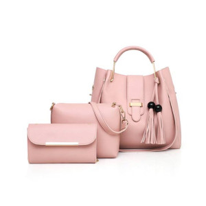 Jazzy Stylish Shoulder Hand Bag Pink - 3 Piece