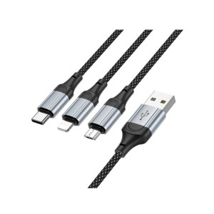 Hoco Fresh 3-In-1 Charging Wire Black (X102)