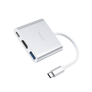 Hoco Easy use Type-C hub Silver (HB14)