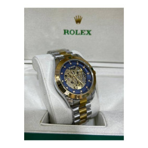 Rolex Skeleton Automatic Blue Dial Watch For Men - Two-Tone