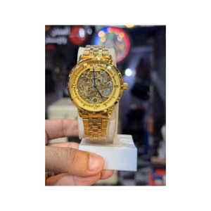 Fitron Royal Gold Automatic Skeleton Watch For Men Golden