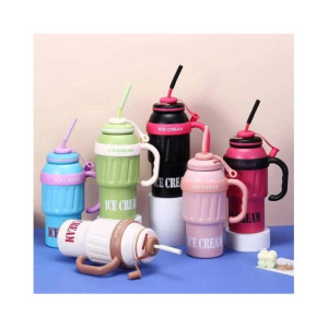 Ice Cream Tumbler Water Bottle With Straw 1000ml