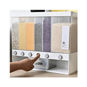 Wall Mounted Rice and Cereal Dispenser with 6 Compartments