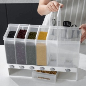 Wall Mounted Rice and Cereal Dispenser with 6 Compartments