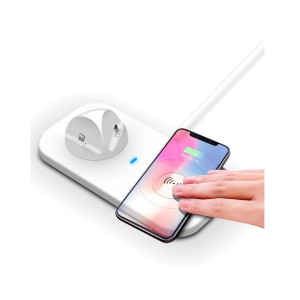 Eager Enterprise 3 In 1 Qi Wireless Charger Stand For iPhone & Samsung White
