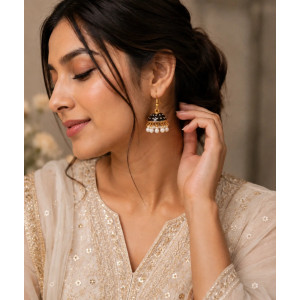 House Of Nar Meenakari Pearl Jhumka Earrings