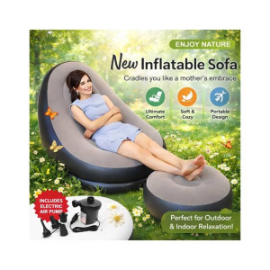 Inflatable Sofa with Footrest and Free Electric Pump