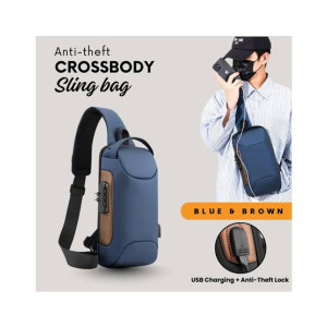 New Crossbody Anti-theft Sling Bag Blue & Brown
