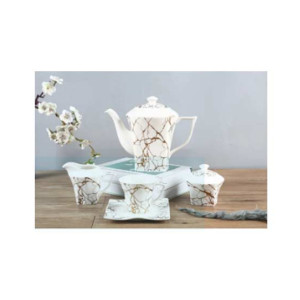 Easy Shop Marble Print Ceramic Tea Set -15 Pcs