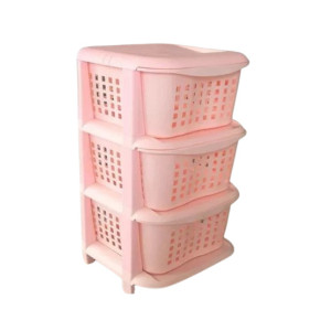Easy Shop 3 Layer Vegetable Drawer For Kitchen Pink