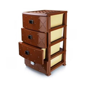 Easy Shop 4 Layer Plastic Storage Drawer Brown