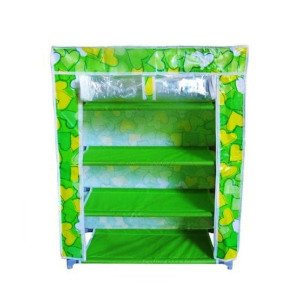 Easy Shop 4 Layer Zip Closure Cloth Shoe Rack Green
