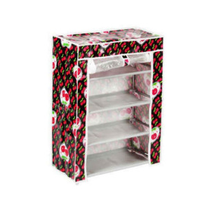 Easy Shop 4 Layer Zip Closure Cloth Shoe Rack Red