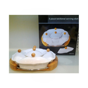 Easy Shop 5 Partition Dry Fruit Tray With Wooden Stand (1469)