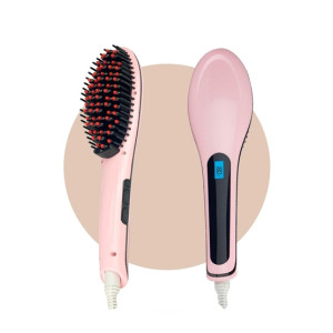 Easy Shop Electric Hair Straightener Brush Pink