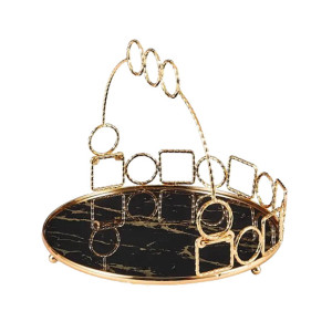 Easy Shop Golden Frame Basket Style Serving Tray