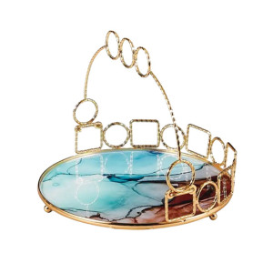Easy Shop Golden Frame Basket Style Serving Tray