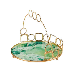 Easy Shop Golden Frame Basket Style Serving Tray