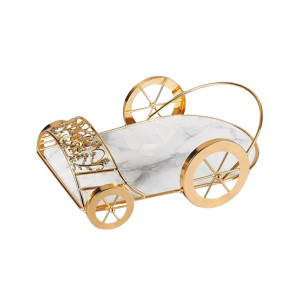 Easy Shop Golden Frame Serving Cart Dish for Cake
