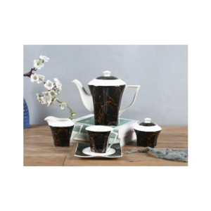 Easy Shop Marble Print Ceramic Tea Set -15 Pcs