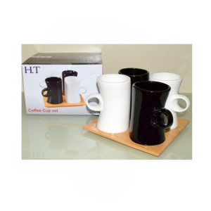 Easy Shop Tea Cup Set of 4 With Bamboo Tray (0935)