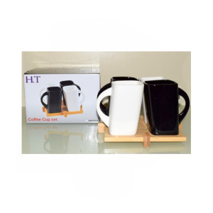 Easy Shop Tea Cup Set of 4 With Bamboo Tray (0936)