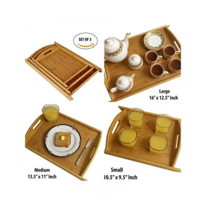 Easy Shop Wooden Serving Tray Pack Of 3