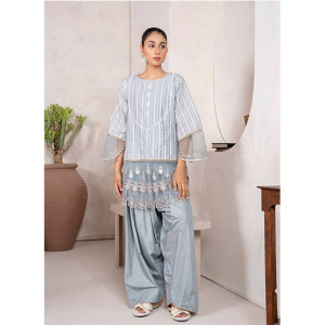 Ahlam Vintage Slate Jacquard Embroidered Printed 2 Piece Suit