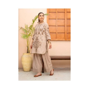 Ahlam Classic Sandstone Embroidery Raw Silk Kurta 1-piece