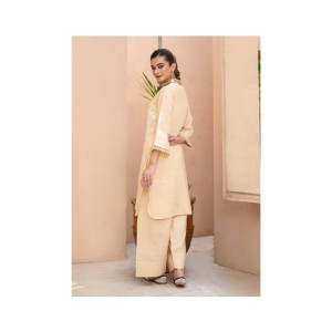 Ahlam Detail Nude Beige Embroidery Raw Silk Kurta 1-piece