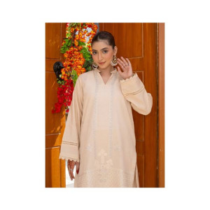 Ahlam Ivory Panel Embroidery Raw Silk Kurta 1-piece