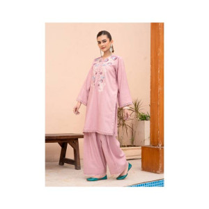 Ahlam Heavy Pastel Pink Embroidery Raw Silk Kurta 1-piece