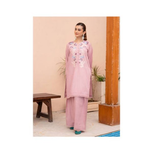Ahlam Heavy Pastel Pink Embroidery Raw Silk Kurta 1-piece