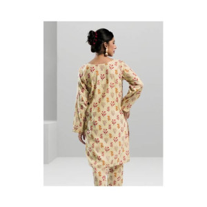 Ahlam Soft Cambric Stitched Beige CO-ORD Set