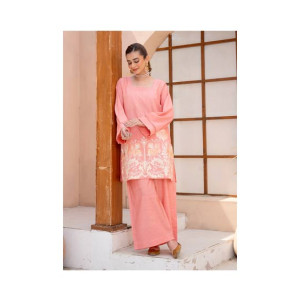 Ahlam Dusty Rose Minimal Embroidery Raw Silk Suit 2-piece