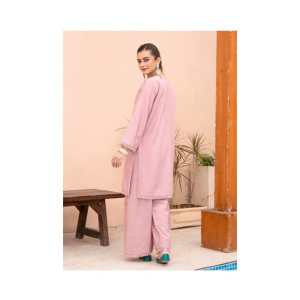 Ahlam Heavy Pastel Pink Embroidery Raw Silk Suit 2-piece