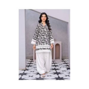 Ahlam Monochrome Foliage Printed Lawn Kurta Set 2-piece