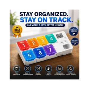 7-Day Pill Organizer With Reminder Alarm