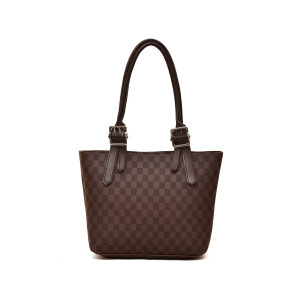 HBH Classic Checkered Tote Dark Brown