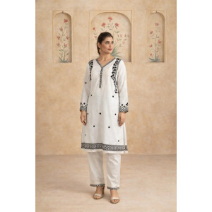 HBH Embroidered White Kurti
