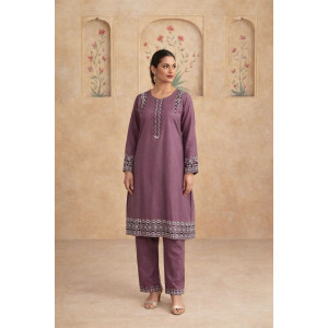 HBH Embroidered Purple Kurti